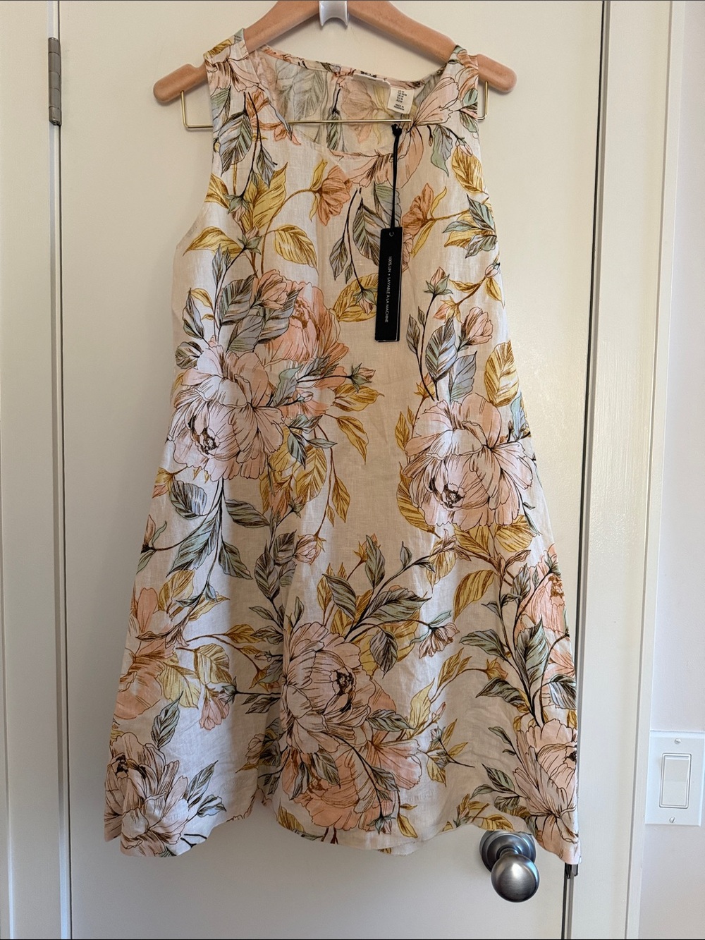 NWT Nicole Miller linen floral tropical beach Sleeveless Dress Cover up Tunic :M